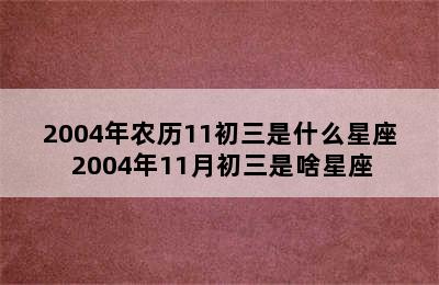 2004年农历11初三是什么星座 2004年11月初三是啥星座